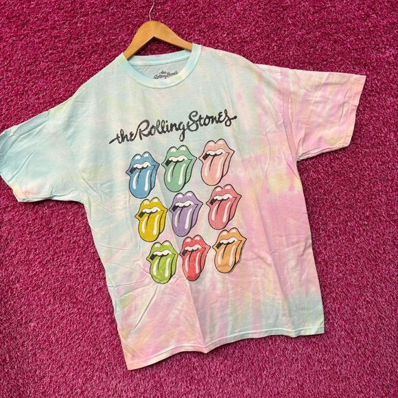 The Rolling Stones Hot Lips Pop Art Rock Pastel Tie Dye XL - Picture 3 of 5